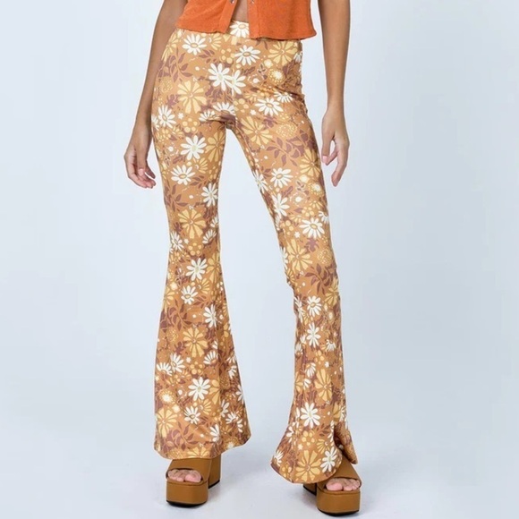 PRINCESS POLLY Retro Floral Flare Pants - Picture 1 of 6